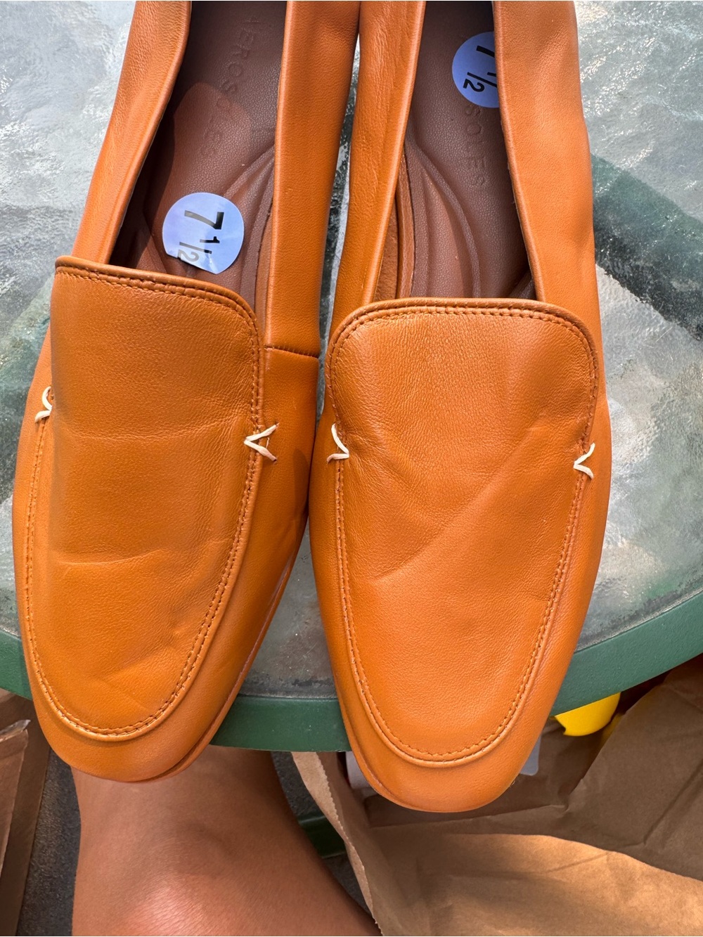 Aerosoles Orange Leather Slip-On Loafers
